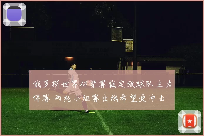 俄罗斯世界杯禁赛裁定致球队主力停赛 两轮小组赛出线希望受冲击